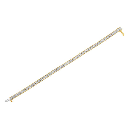 14K Yellow Gold Plated .925 Sterling Silver 1.0 Cttw Miracle Set Diamond Milgrain Link Tennis Bracelet (I-J Color, I2-I3 Clarity) - 7" Inches-4