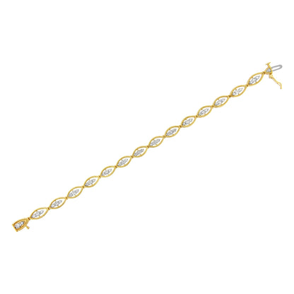 10K Yellow Gold Plated .925 Sterling Silver 1 cttw Prong Set Round-Cut Diamond Link Bracelet (J-K Color, I1-I2 Clarity) - 7.25"-4