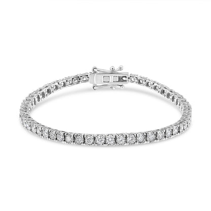 14K White Gold 3.0 Cttw Miracle Set Round-Cut Lab Grown Diamond Illusion 7" Tennis Bracelet (F-G Color, VS2-SI1 Clarity)-4