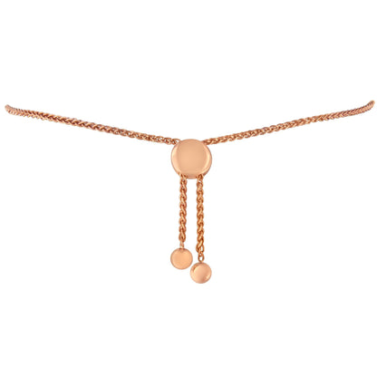 14K Rose Gold Plated .925 Sterling Silver Diamond Accent Circle and Heart Link Adjustable 6”-10” Bolo Bracelet (I-J Color, I3 Clarity)-4