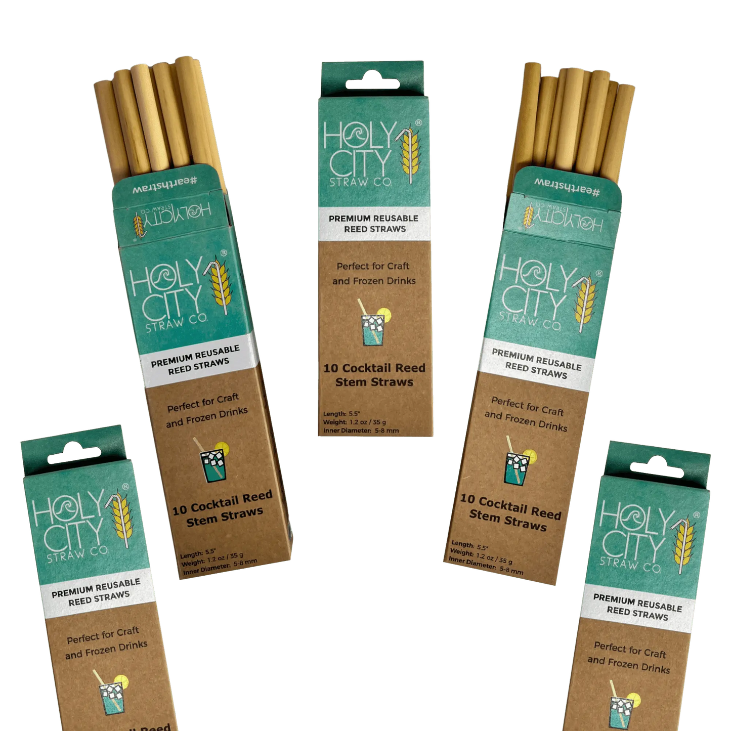 5.5" Jumbo Reed Straws | 10ct. | 5 Pack Bundle-3