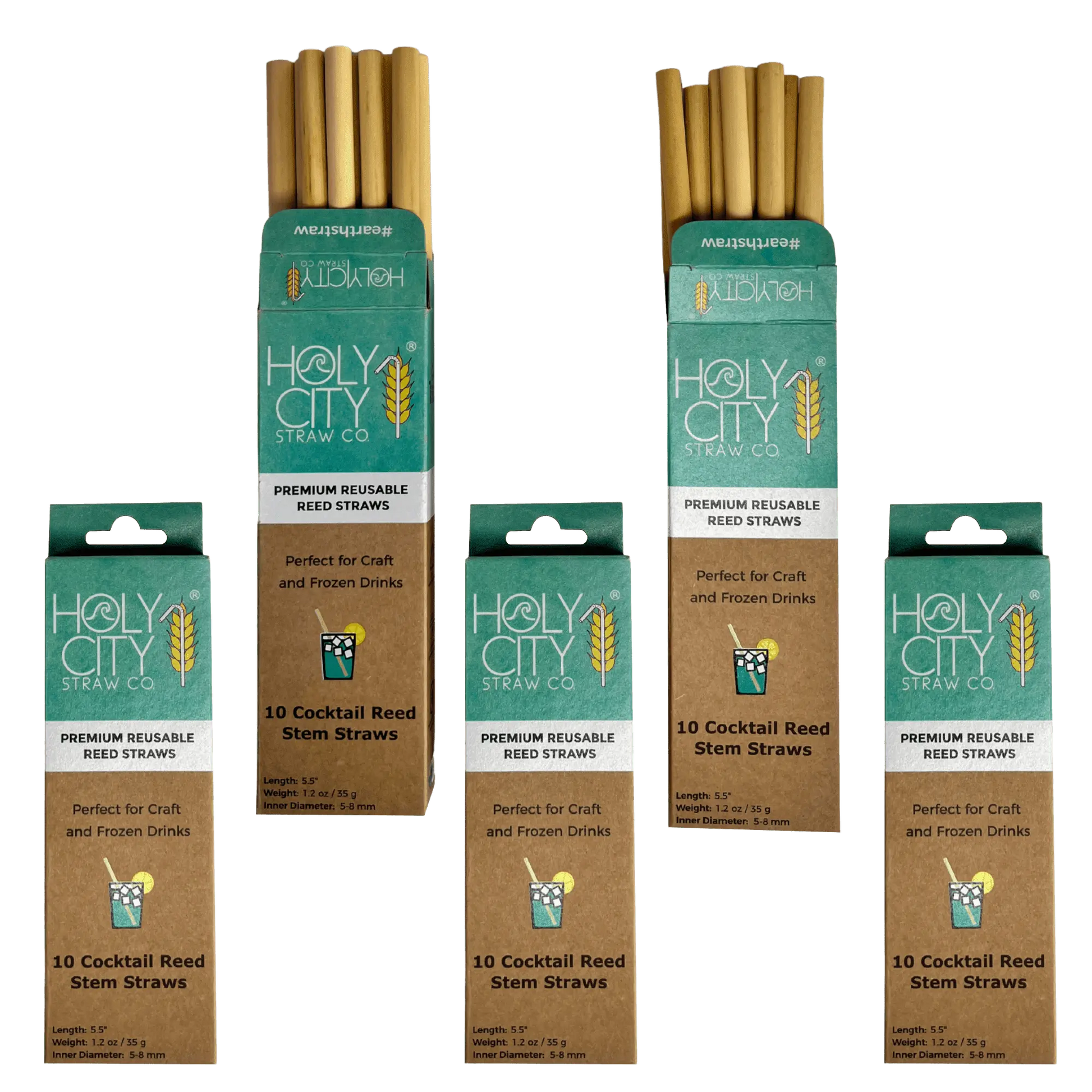 5.5" Jumbo Reed Straws | 10ct. | 5 Pack Bundle-4