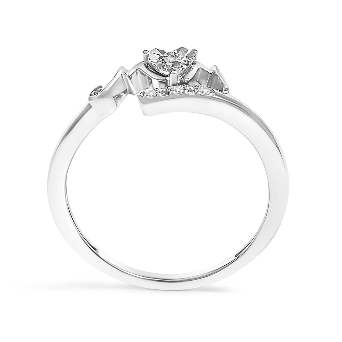 .925 Sterling Silver Diamond Accent "MOM" Heart Ring (J-K Color, I2-I3 Clarity)-4
