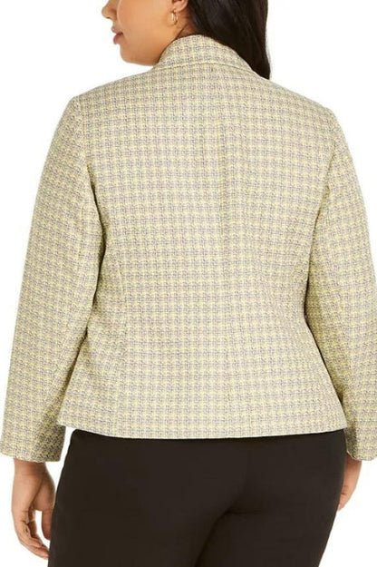 Le Suit Two Button Notch Collar Plaid Tweed-Jacket Pants Suit (Plus Size)-4