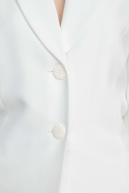 Le Suit Shawl Collar 2 Button Closure Crepe Jacket with Zipper Back Column Skirt  (Two Piece)-3