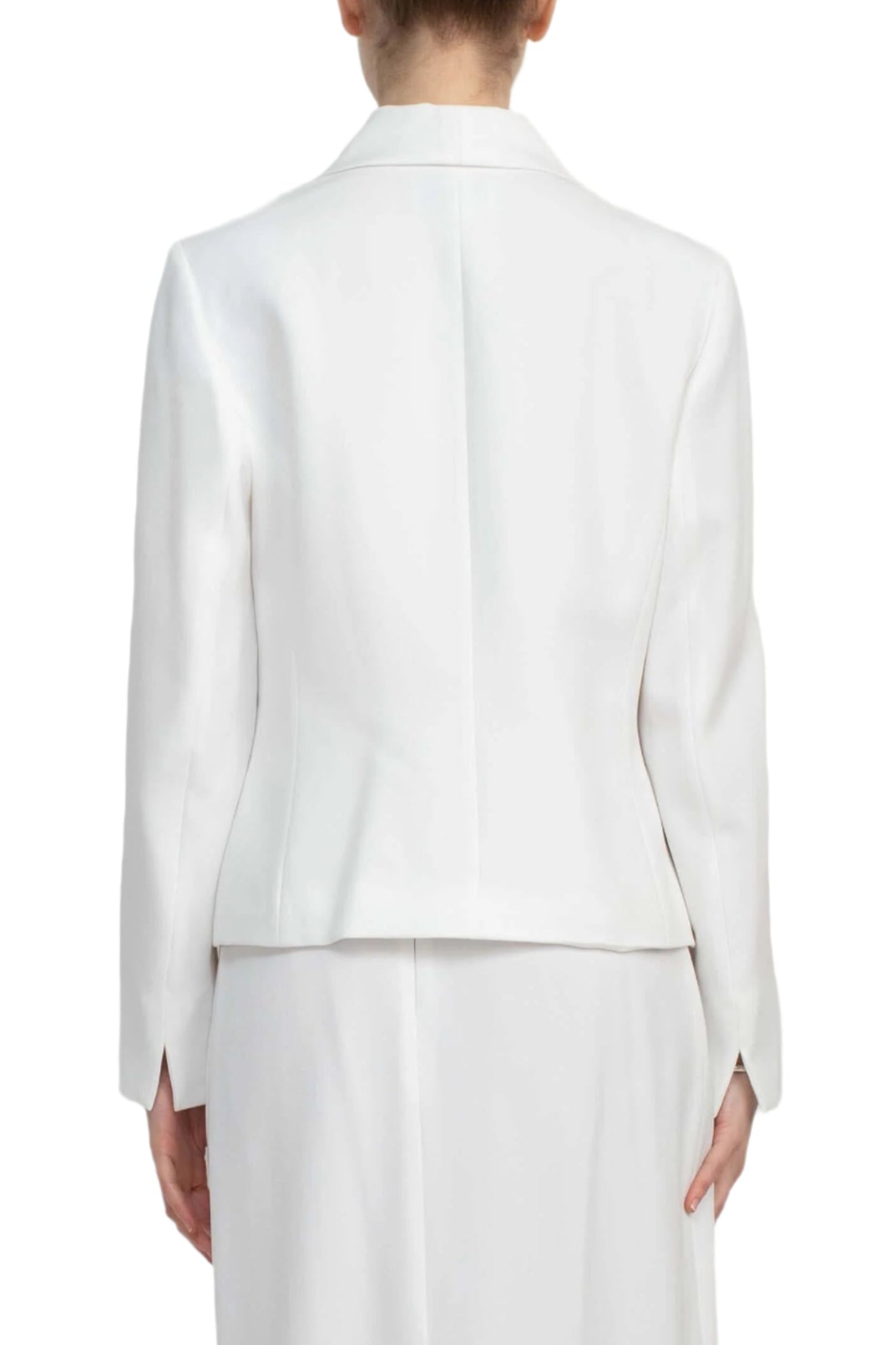 Le Suit Shawl Collar 2 Button Closure Crepe Jacket with Zipper Back Column Skirt  (Two Piece)-2