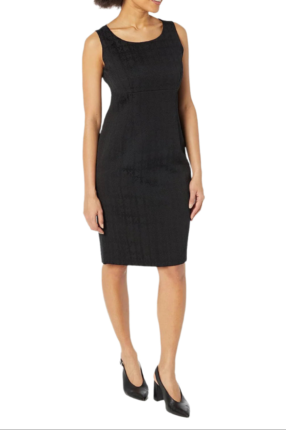 Le Suit Scoop Neck Back Zipper Sleeveless Dress with Hook & Eye Closure Front Jacket-2