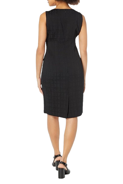 Le Suit Scoop Neck Back Zipper Sleeveless Dress with Hook & Eye Closure Front Jacket-3