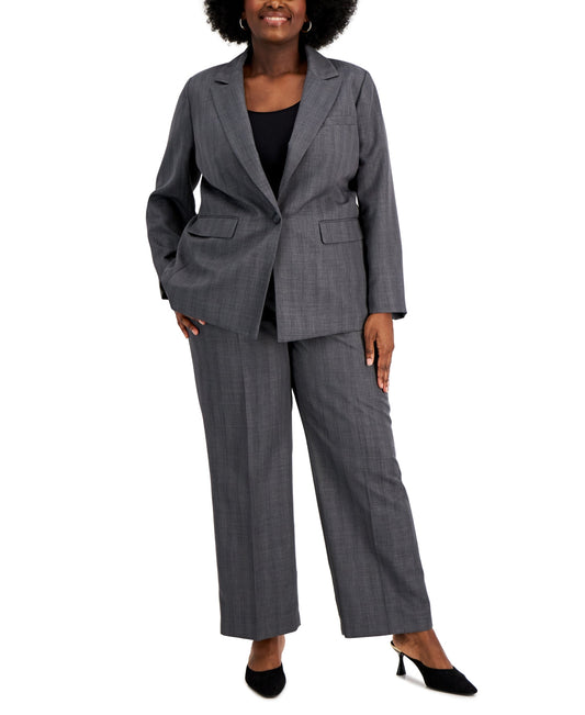Le Suit Straight-Leg Pantsuit (Plus Size)-0