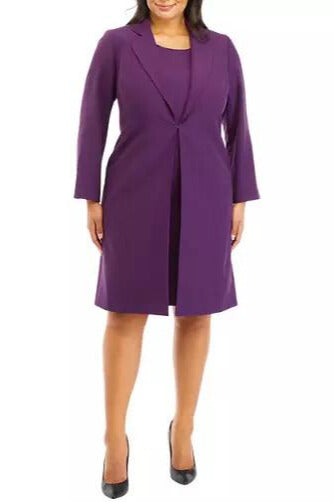 Le Suit Crepe Long Coat Sheath Dress (Plus Size) - Wholesale-0