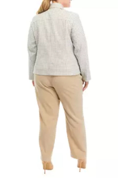 Le Suit Plus Size Plaid Five Button Jacket and Slim Pant Suit-2