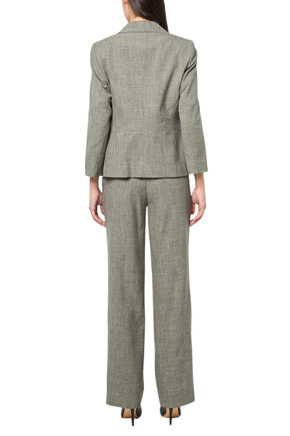 Le Suit Standard Notch Lapel Two Front Button Closure Blazer and Straight-Leg Trousers Pantsuits-1