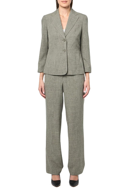 Le Suit Standard Notch Lapel Two Front Button Closure Blazer and Straight-Leg Trousers Pantsuits-0
