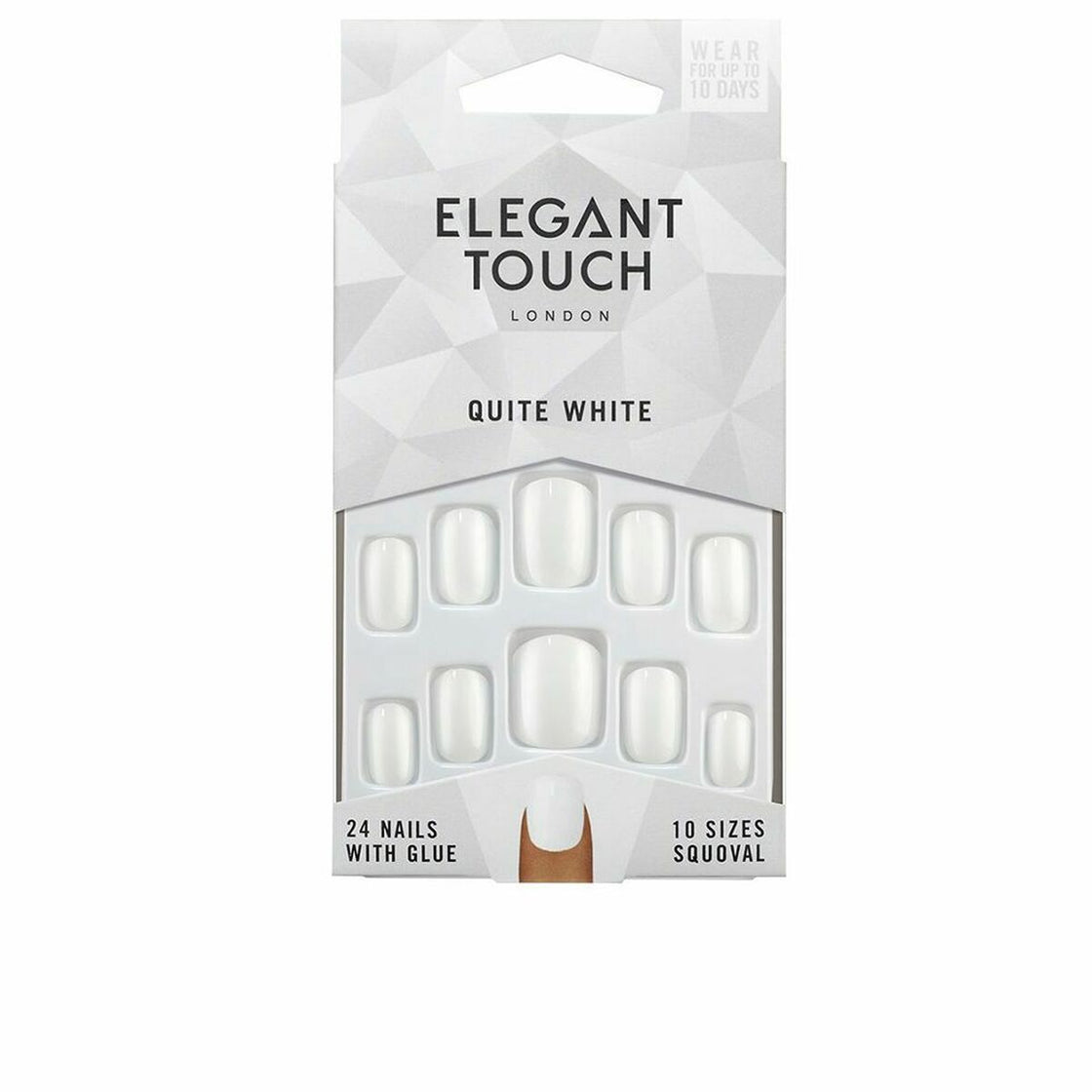 False nails Elegant Touch Polished Colour Rounded Quite White 24 Pieces (48 uds)-0