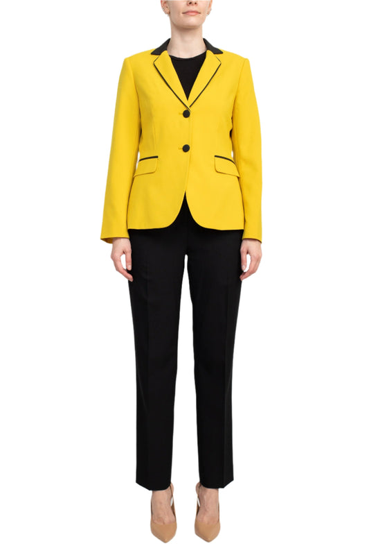 Emily Notched Collar 2 Button Long Sleeve Flap Pockets Pantsuit-0