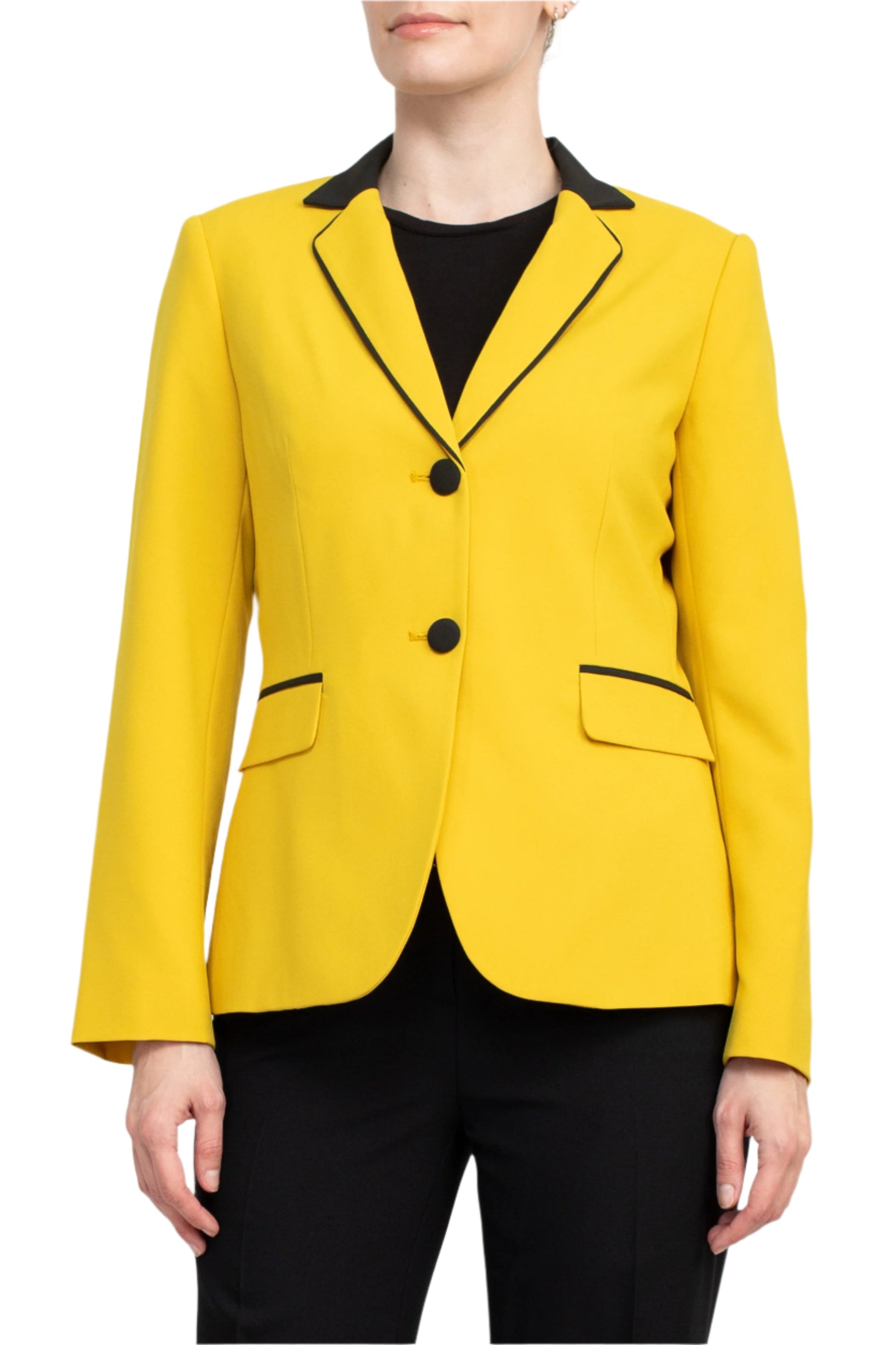 Emily Notched Collar 2 Button Long Sleeve Flap Pockets Pantsuit-1