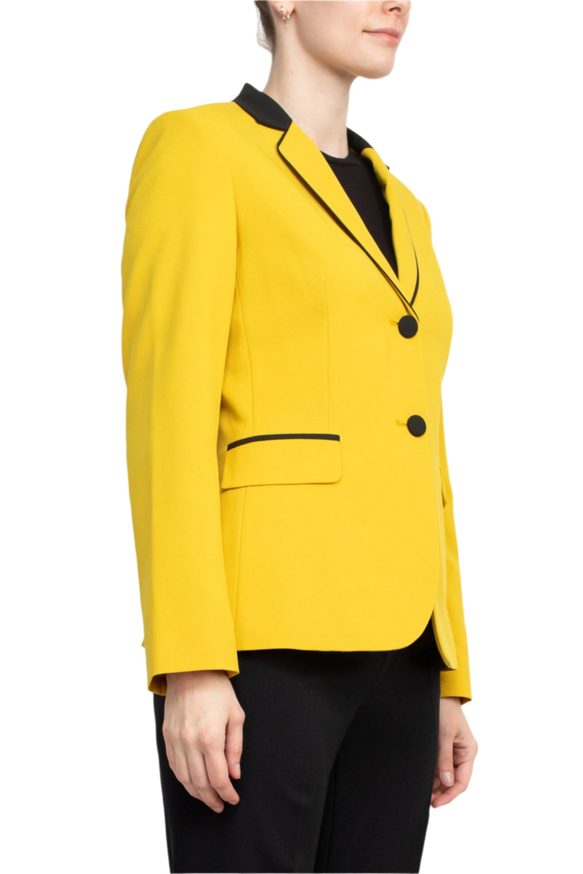 Emily Notched Collar 2 Button Long Sleeve Flap Pockets Pantsuit-2