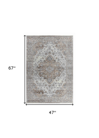 4' X 6' Brown Oriental Area Rug-2