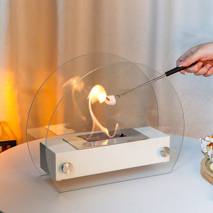 4" x 14" x 11" Fire Burning Fireplace(White)-0