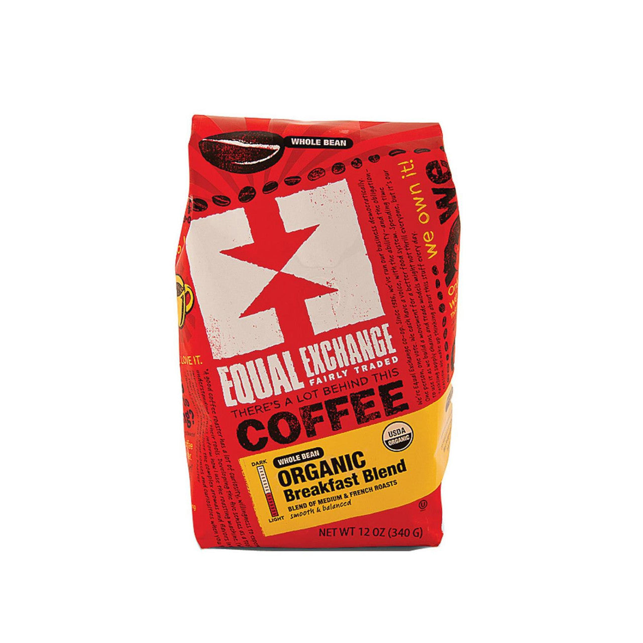 Equal Exchange Breakfast Blend Whole Bean Coffee (6x12 Oz)-0