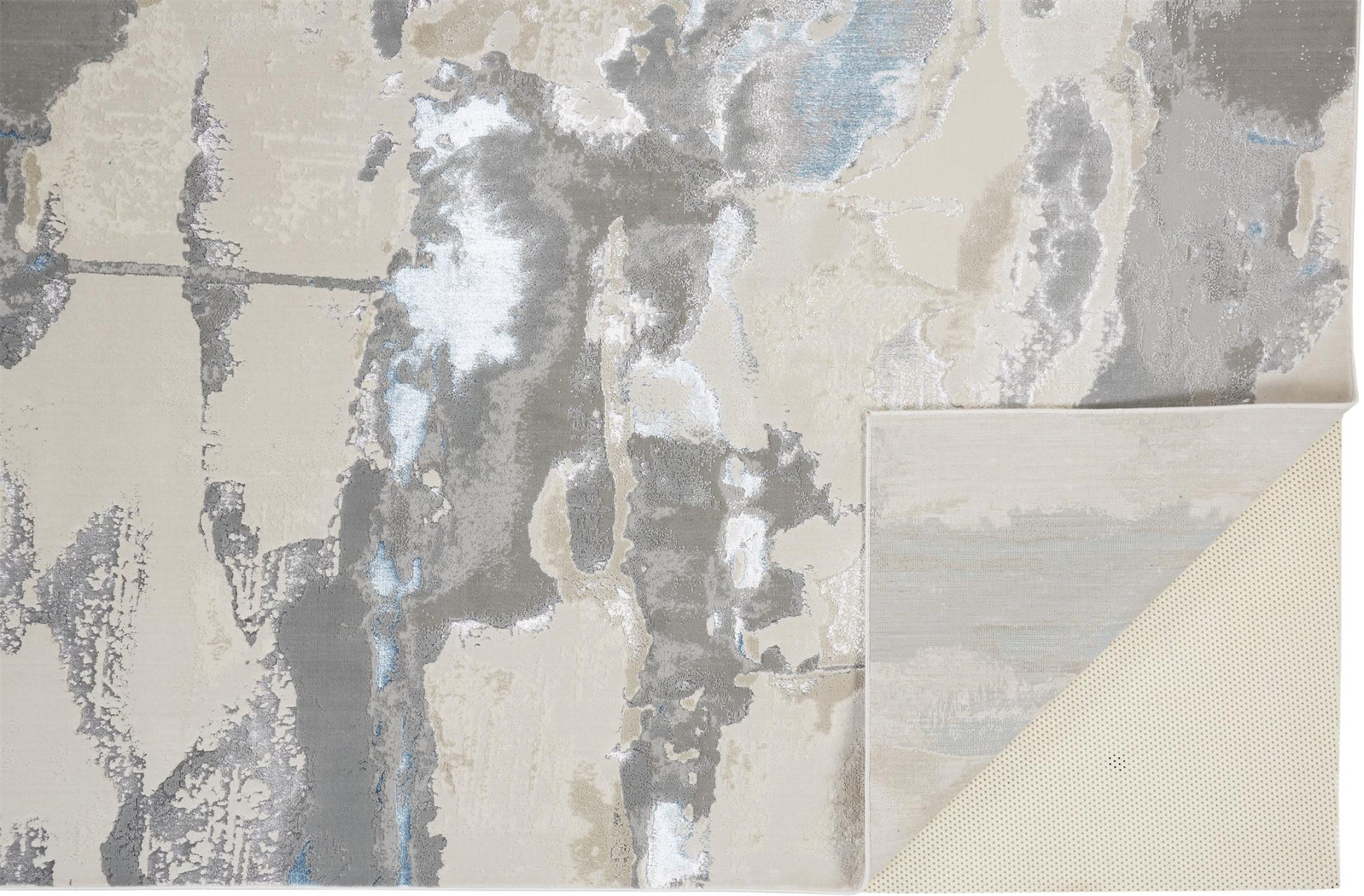 12' X 18' Gray Ivory And Blue Abstract Area Rug-3