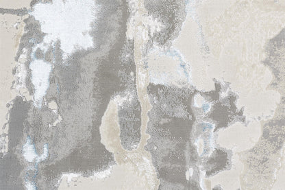 12' X 18' Gray Ivory And Blue Abstract Area Rug-4