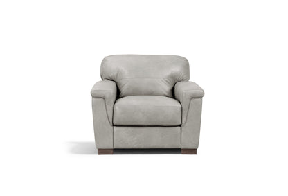 43" Gray and Brown Genuine Leather Arm Chair-0
