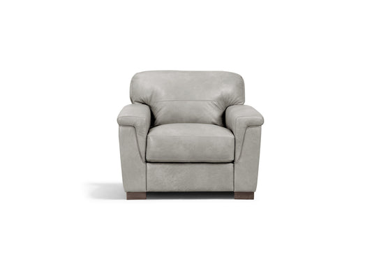 43" Gray and Brown Genuine Leather Arm Chair-0