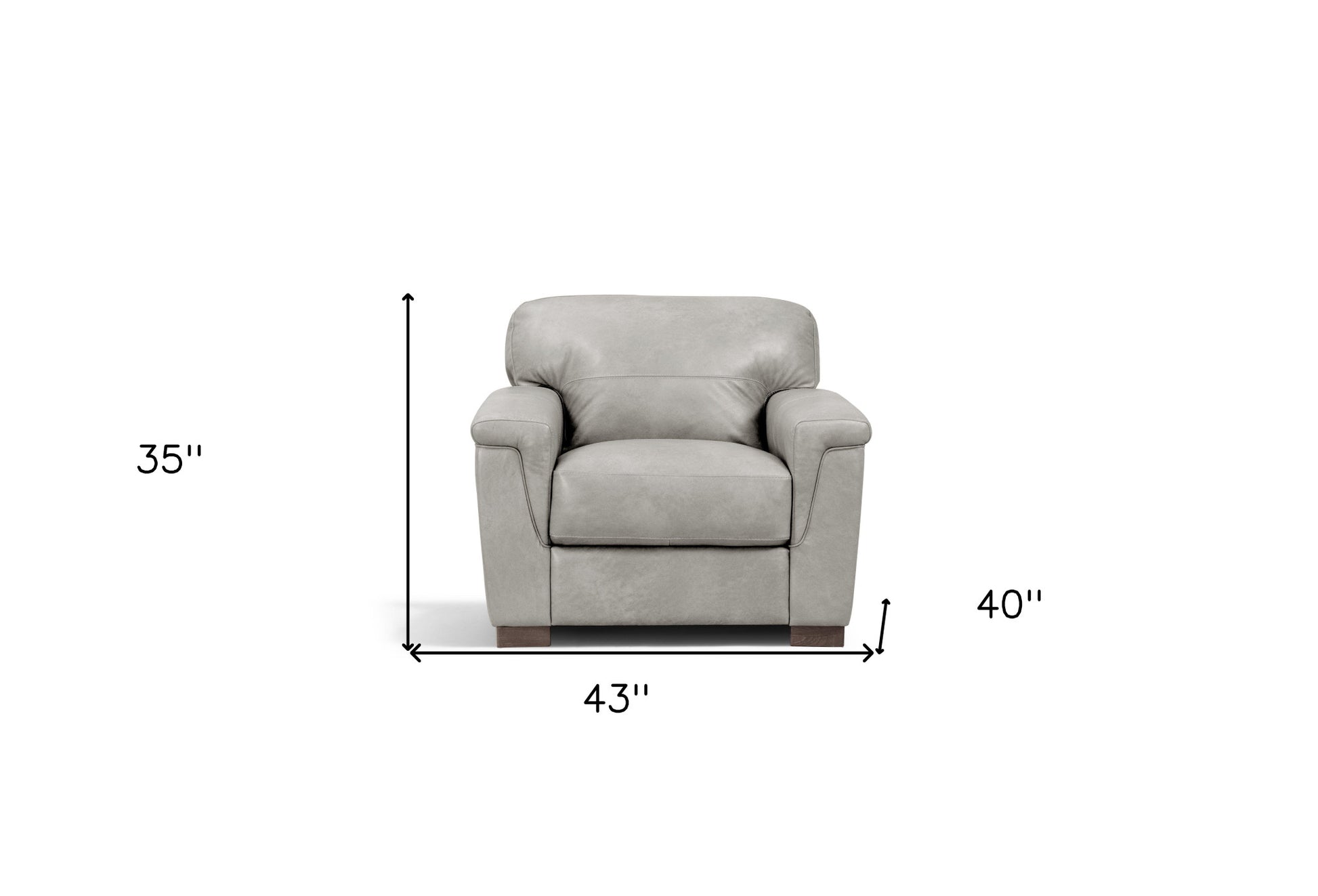 43" Gray and Brown Genuine Leather Arm Chair-5