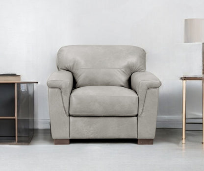 43" Gray and Brown Genuine Leather Arm Chair-1