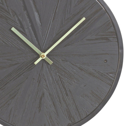 18" Circle Black Wood and Solid Wood Analog Wall Clock-3