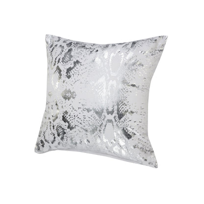 20" X 20" White And Silver 100% Cotton Animal Print Zippered Pillow-3