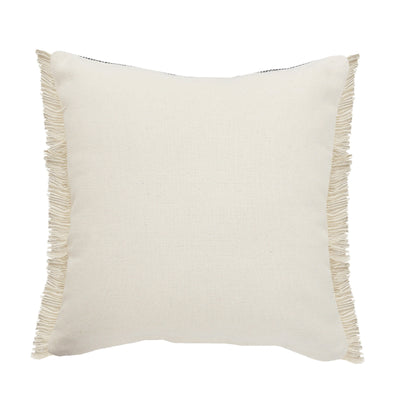 24" Black And Tan Striped Cotton And Jute Throw Pillow With Fringe-5