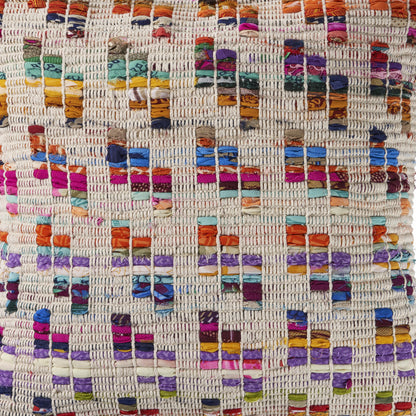 20" X 20" Beige Red Green Blue Yellow Orange And Pink 100% Cotton Geometric Zippered Pillow-6