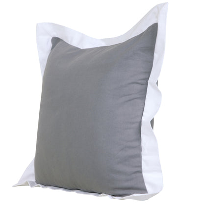 20" X 20" Gray And White 100% Cotton Geometric Zippered Pillow-2