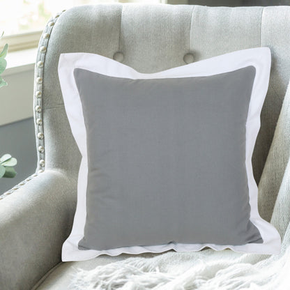 20" X 20" Gray And White 100% Cotton Geometric Zippered Pillow-7