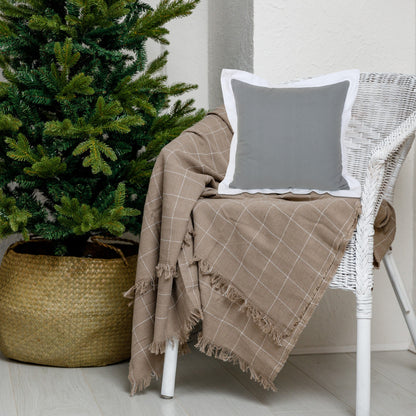 20" X 20" Gray And White 100% Cotton Geometric Zippered Pillow-8