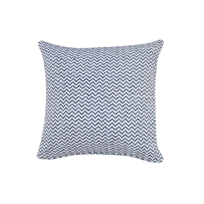 22" X 22" Navy Blue And White 100% Cotton Chevron Zippered Pillow-0