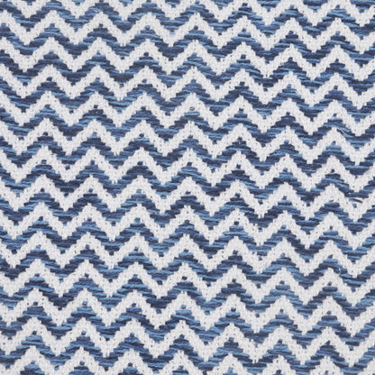 22" X 22" Navy Blue And White 100% Cotton Chevron Zippered Pillow-5