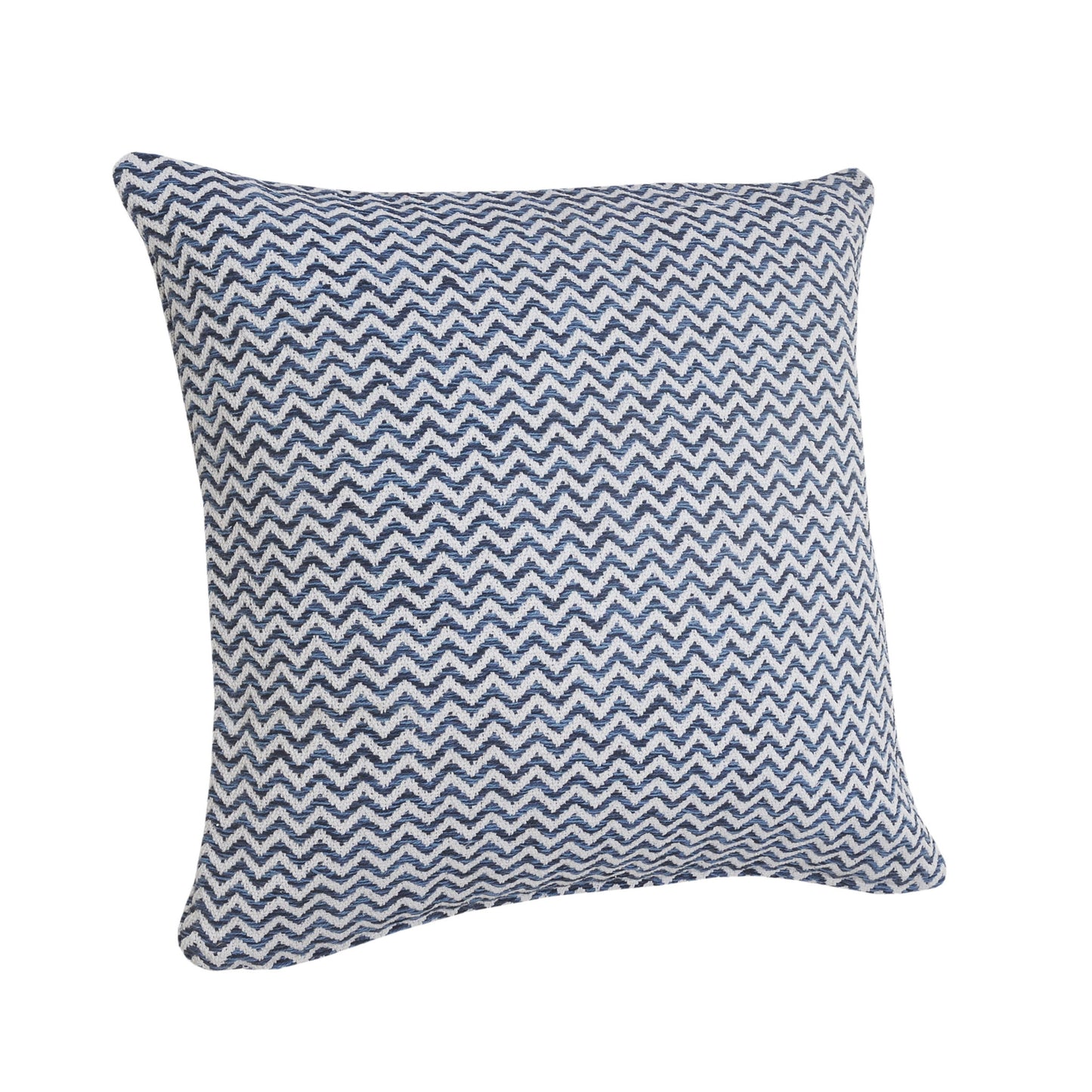 22" X 22" Navy Blue And White 100% Cotton Chevron Zippered Pillow-2