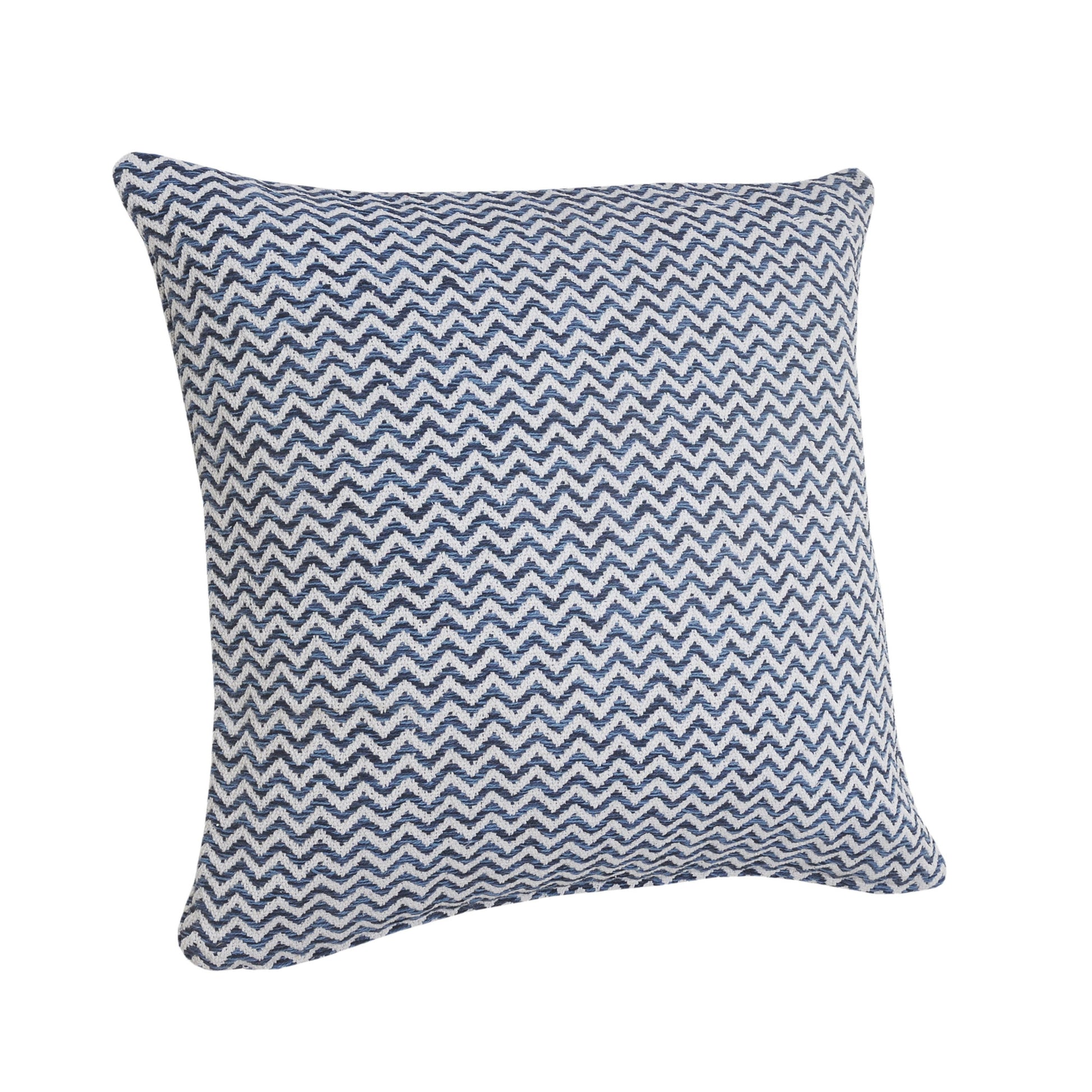 22" X 22" Navy Blue And White 100% Cotton Chevron Zippered Pillow-2