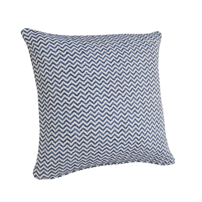 22" X 22" Navy Blue And White 100% Cotton Chevron Zippered Pillow-2