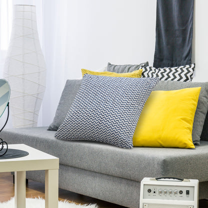 22" X 22" Navy Blue And White 100% Cotton Chevron Zippered Pillow-7