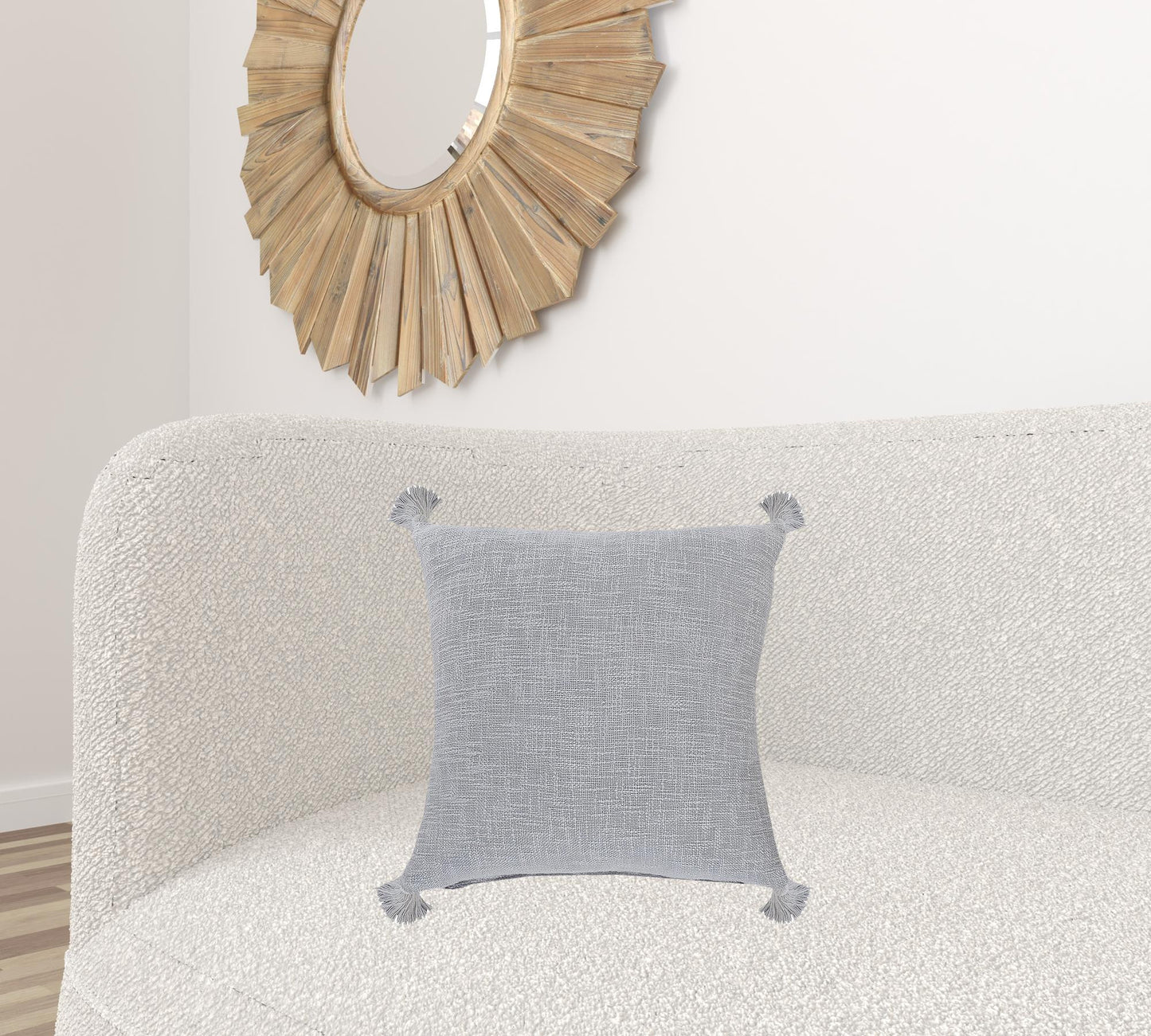 20" X 20" Light Gray 100% Cotton Zippered Pillow-4