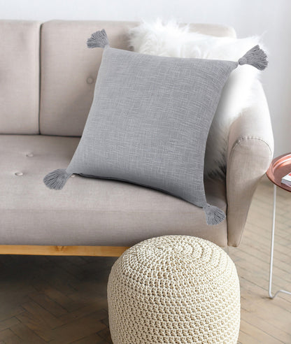 20" X 20" Light Gray 100% Cotton Zippered Pillow-6