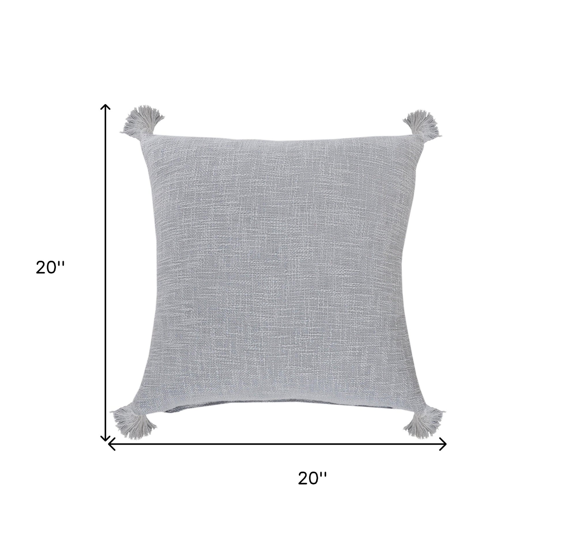 20" X 20" Light Gray 100% Cotton Zippered Pillow-8