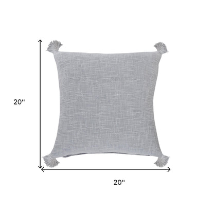 20" X 20" Light Gray 100% Cotton Zippered Pillow-8