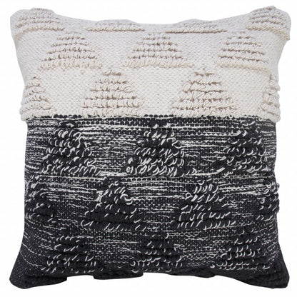 20" X 20" Black And Off-White 100% Cotton Geometric Zippered Pillow-0