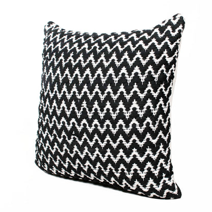 20" X 20" Black And White Polyester Chevron Zippered Pillow-3
