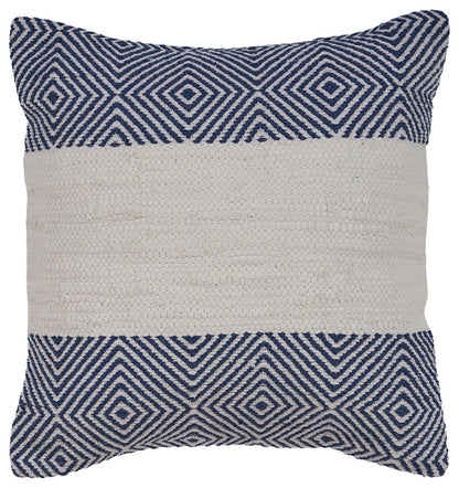 18" Blue and Ivory Throw Pillow-0